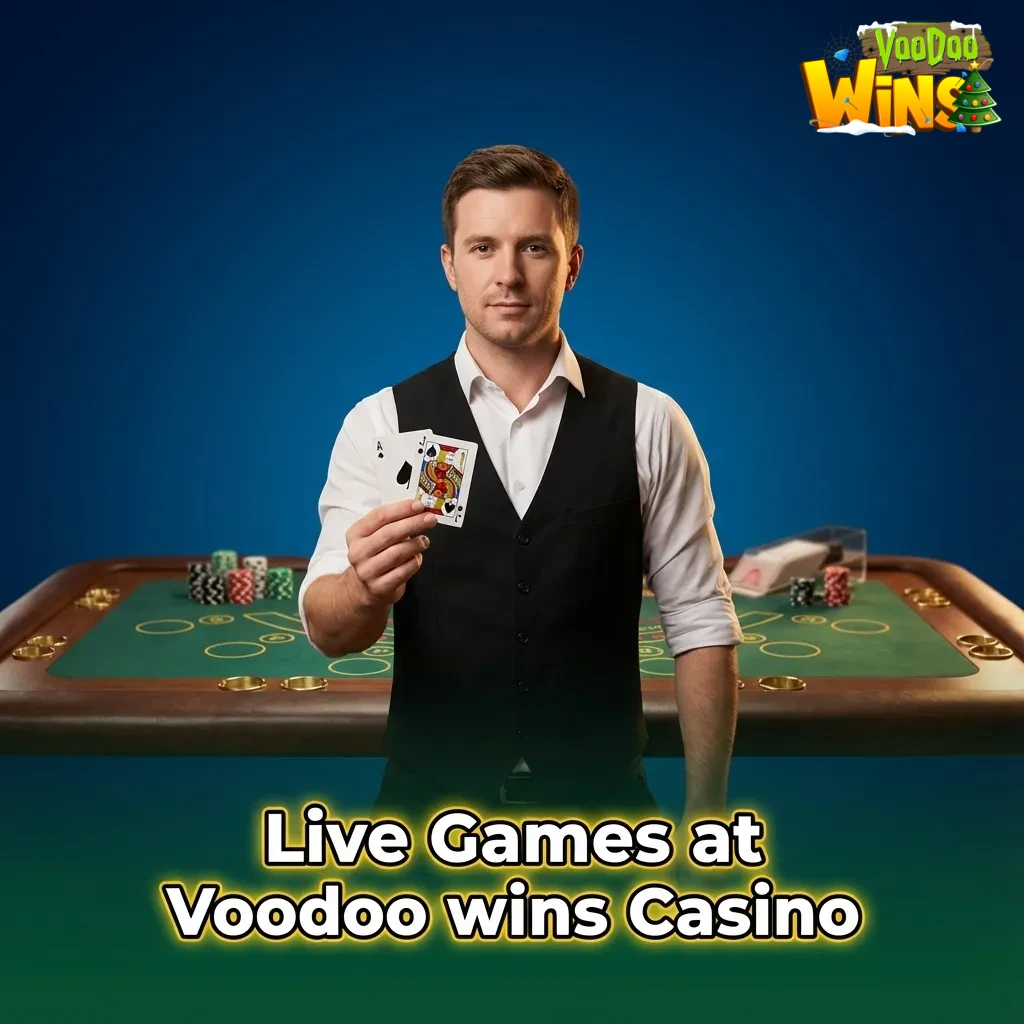 Live games at Voodoo Wins Casino: roulette, blackjack, baccarat, poker, TV games, craps & Sic Bo in a live dealer lobby.
